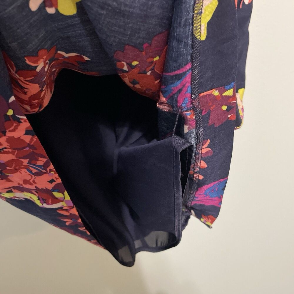 Boden Silk Blend Sheath Dress 6R Navy Blue Floral Collared Pleats Classy Preppy - Picture 6 of 15